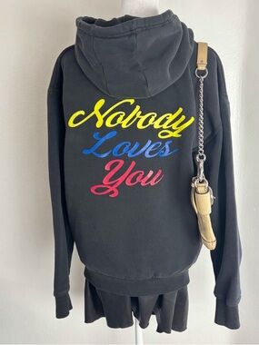 Nobody Loves You Graphic Hoodie Black Size M